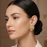 Chunky Molten Textured Gold-Plated Studs - Anti-Tarnish