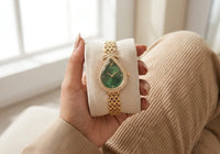 Emerald Teardrop Luxury Watch - Anti-Tarnish Gold Plated | Moncheri Jewels