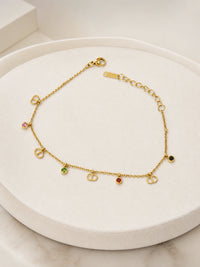 Multicolor Gemstone Charm Gold-Plated Bracelet | Anti-Tarnish