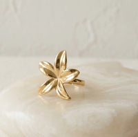 Floral Anti-Tarnish Gold-Plated Adjustable Ring - Korean Style