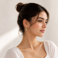 Crystal Heart Drop Hoop Earrings - Anti Tarnish Gold Plated Korean Minimalist
