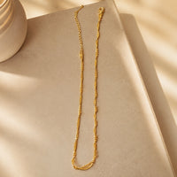 Minimalist 2-Layer Beaded Chain Necklace - Anti Tarnish Gold-Plated