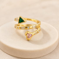 Geometric Heart & Triangle Wrap Ring | Anti-Tarnish Gold Plated