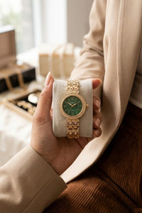 Emerald It-Girl Anti-Tarnish Gold Plated Crystal Watch