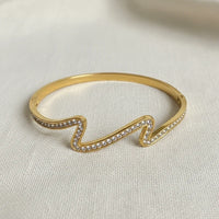 Wave Bangle | Anti-Tarnish Gold-Plated Crystal Bracelet