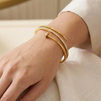 Crystal Nail Cuff Gold Plated Bracelet | Anti-Tarnish Wrap Bangle ( baby size )