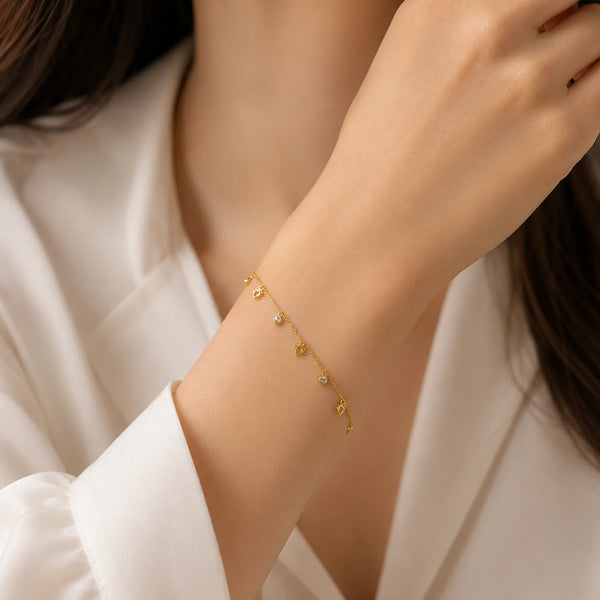 Anti Tarnish Zircon Charm Bracelet Styled Look