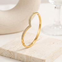 V-Shape Minimalist Gold Plated Bracelet | Anti-Tarnish Bangle