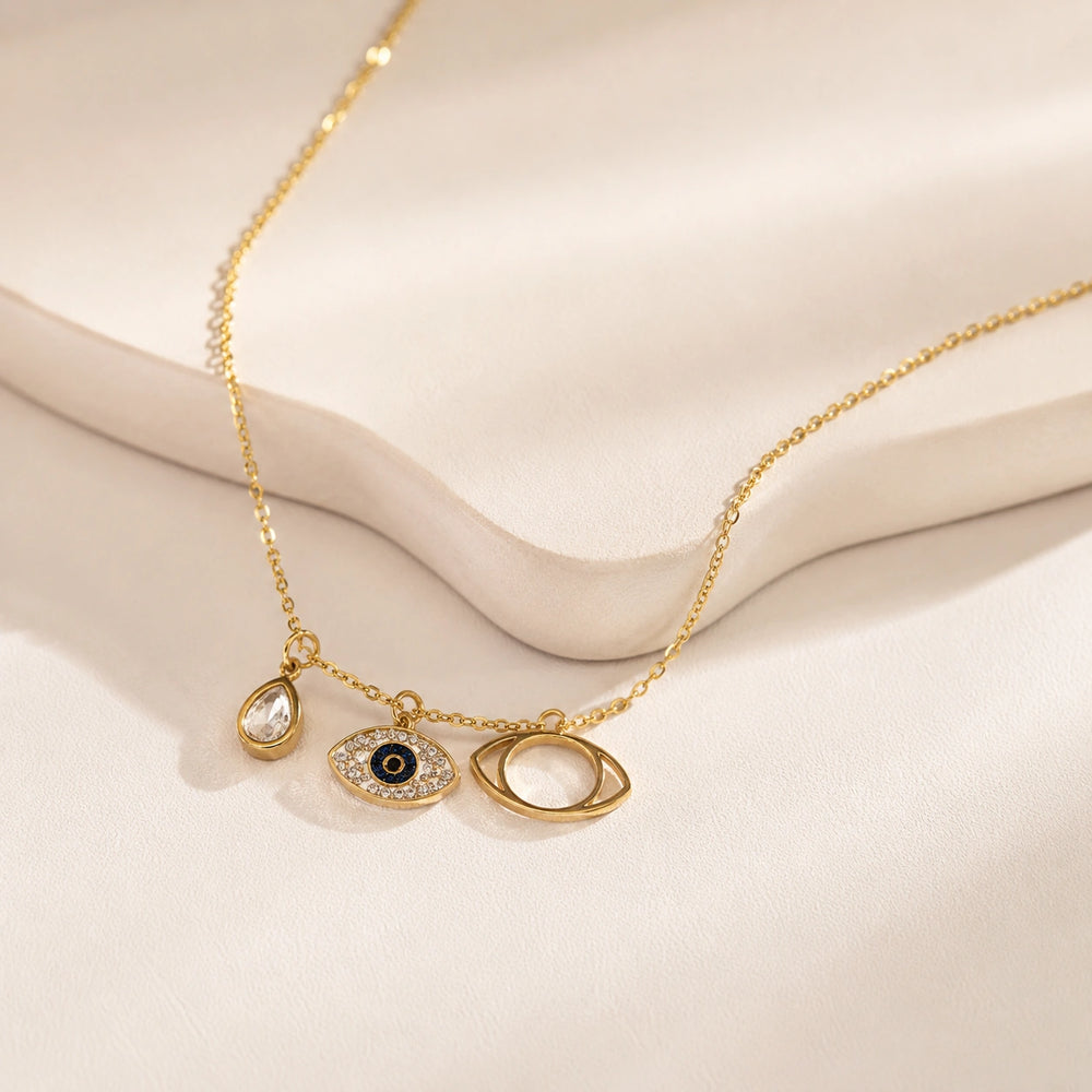 Evil Eye Charm Anti-Tarnish Gold-Plated Necklace