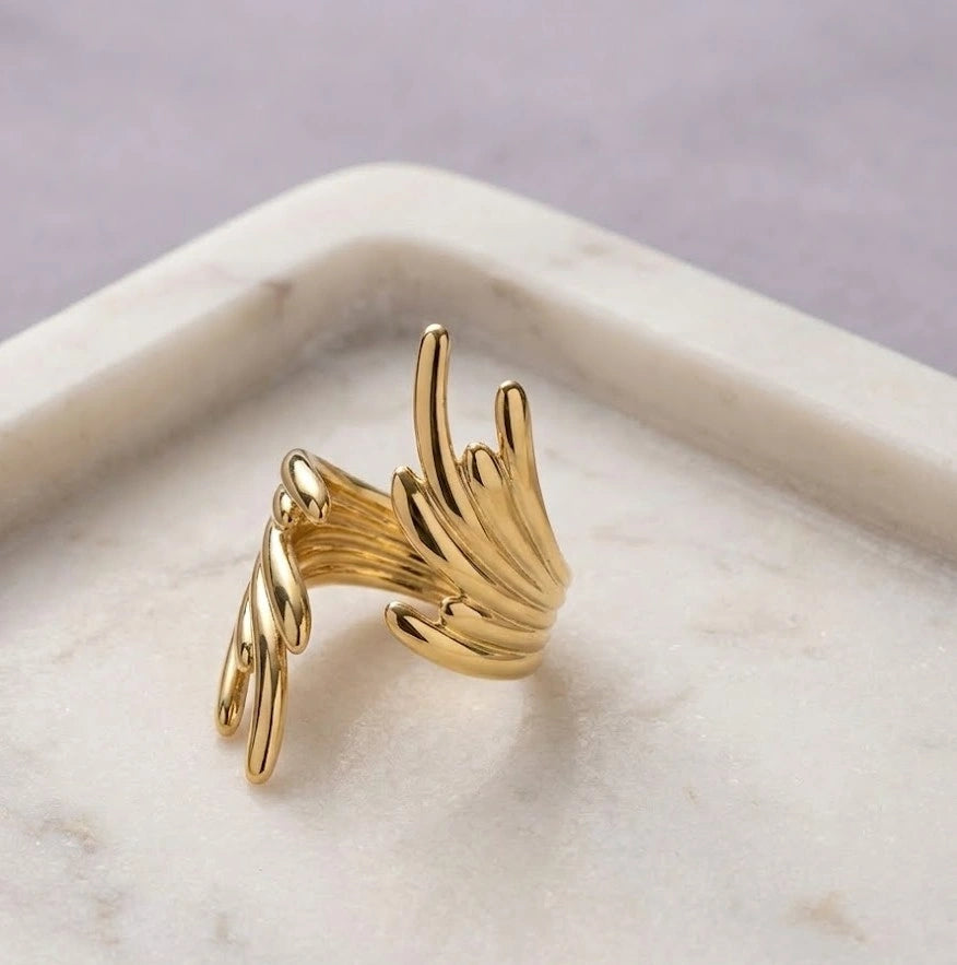 Abstract Sculptural Wrap Ring | Anti-Tarnish Statement Jewelry