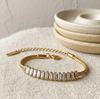 Baguette Crystal Anti-Tarnish Gold-Plated Bracelet