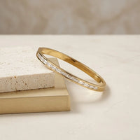 Baguette Crystal Anti-Tarnish Gold Plated Bangle Bracelet