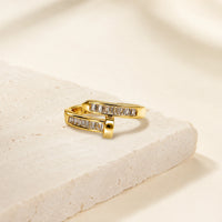 Nail Wrap Ring with Baguette Crystals | Anti-Tarnish Gold Plated