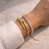 Crystal Baguette & Nail Cuff Bracelet Set (Anti-Tarnish)
