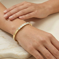 Baguette Stone Anti-Tarnish Gold-Plated Bracelet - Elegant Daily Wear Bangle