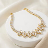 Anti-Tarnish Gold Plated Baguette Zirconia Statement Bracelet