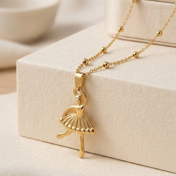 Ballerina Pendant Anti-Tarnish Gold Plated Necklace for Women
