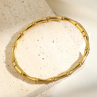 Bamboo Design Anti-Tarnish Gold Plated Bracelet | Korean Minimalist Bangle