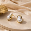 Baroque Pearl Stud Earrings - Gold Plated Vintage Design
