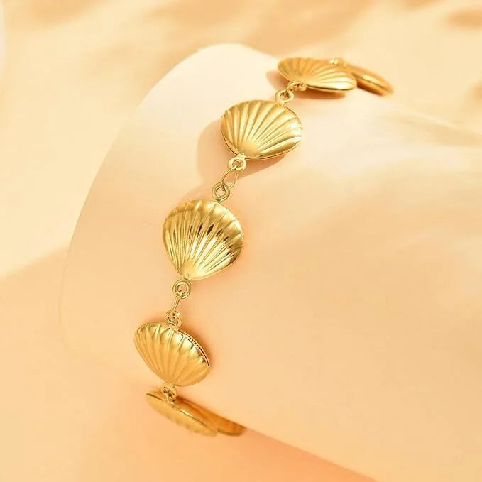 Seashell Gold Plated Bracelet - Anti Tarnish Scallop Shell Jewelry for Women