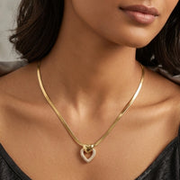Anti-Tarnish Gold Plated Double Heart Pendant Necklace for Women