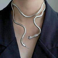 Silver Snake Wrap Necklace & Bracelet | Flexible Statement Jewelry