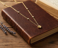 Four Leaf Clover Necklace - 18k Gold Plated Anti-Tarnish Floral Pendant with Stone Chain
