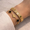 2-Piece Black Clover & Textured Bangle Stack | Anti-Tarnish Gold Plated