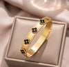 Black Clover Bangle Bracelet - Anti Tarnish Gold Plated Korean Jewelry