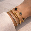 3-Piece Anti-Tarnish Gold Plated Bracelet Stack | Black Clover, Nail Bangle & Tennis Bracelet