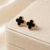 Black Clover Stud Earrings - Anti Tarnish Gold Plated Minimalist Jewelry