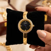 Premium Crystal Bezel Black Dial Watch | Anti-Tarnish Gold Plated Bangle Watch for Women
