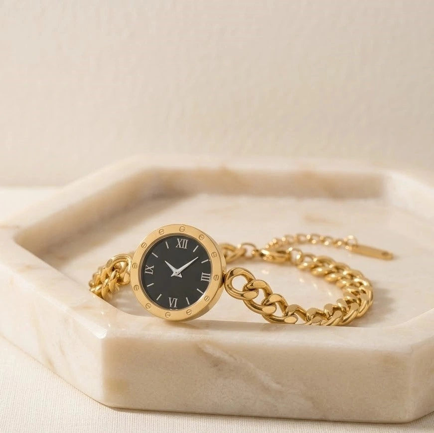 Vintage Chain Link Watch Bracelet - Anti-Tarnish Gold Plated ( Dummy Watch )