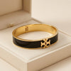 Black Enamel Geometric Cuff | Anti-Tarnish Gold-Plated Bracelet