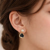 Black & Gold Pearl Drop Earrings | Elegant Statement Fashion Jewelry