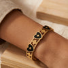 Black Heart Enamel Bangle - Anti-Tarnish Gold-Plated Bracelet for Women