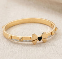 Premium Gold Butterfly Black Heart Bracelet for Women