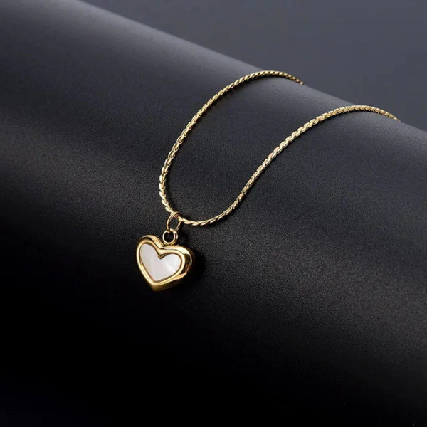 Bloomsoft heart necklace gold plated on twisted rope chain