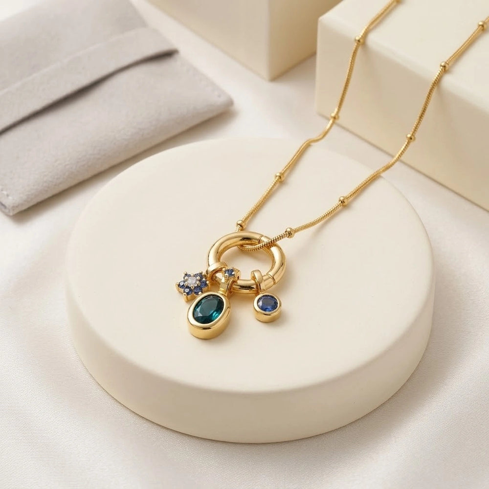 Blue Charm Pendant - Anti-Tarnish Gold Plated Necklace