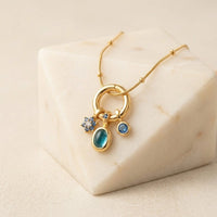 Blue Charm Pendant - Anti-Tarnish Gold Plated Necklace
