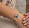 Blue Floral Vine Anti-Tarnish Gold Plated Bracelet for Women