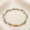 Tulip Blue Floral Vine Anti-Tarnish Gold Plated Bracelet