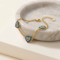 Turquoise Heart Evil Eye Bracelet - Anti Tarnish Gold Plated