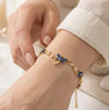 Tulip Dragonfly Blue Floral Anti Tarnish Gold Plated Bracelet