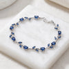 Tulip Blue Sapphire Floral Vine Bracelet - Anti Tarnish Gold Plated