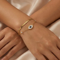 Evil Eye Layered Bracelet - Anti-Tarnish Gold Plated Snake Chain & Crystal Charm