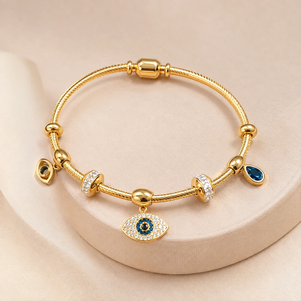 Evil Eye Charm Bracelet - Anti-Tarnish Gold Plated | Women's Jewelry