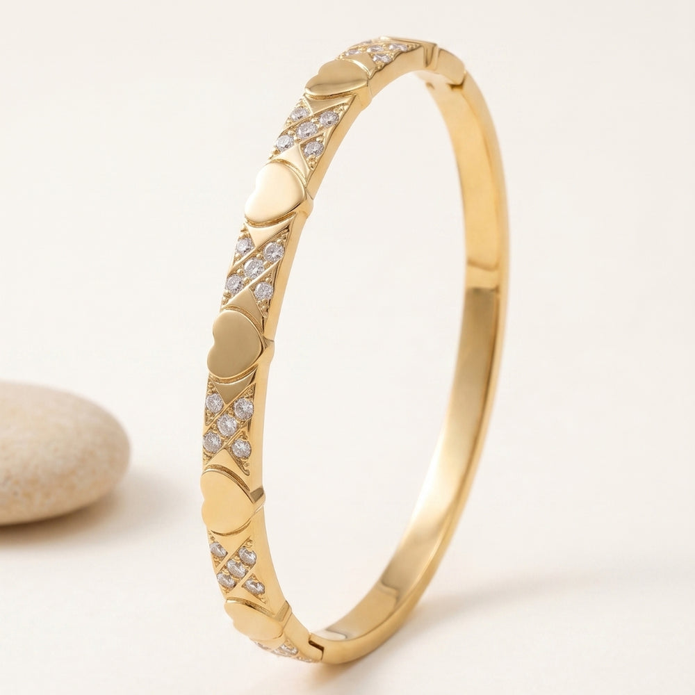 Anti Tarnish Gold Plated Heart Bracelet for Women | Elegant Diamond Style Bracelet Online