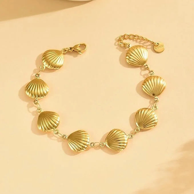 Seashell Gold Plated Bracelet - Anti Tarnish Scallop Shell Jewelry for Women