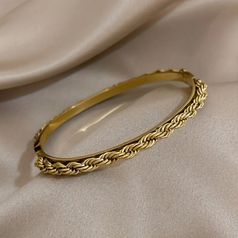 Twisted Rope Bangle Bracelet - Anti Tarnish Fashion Jewelry